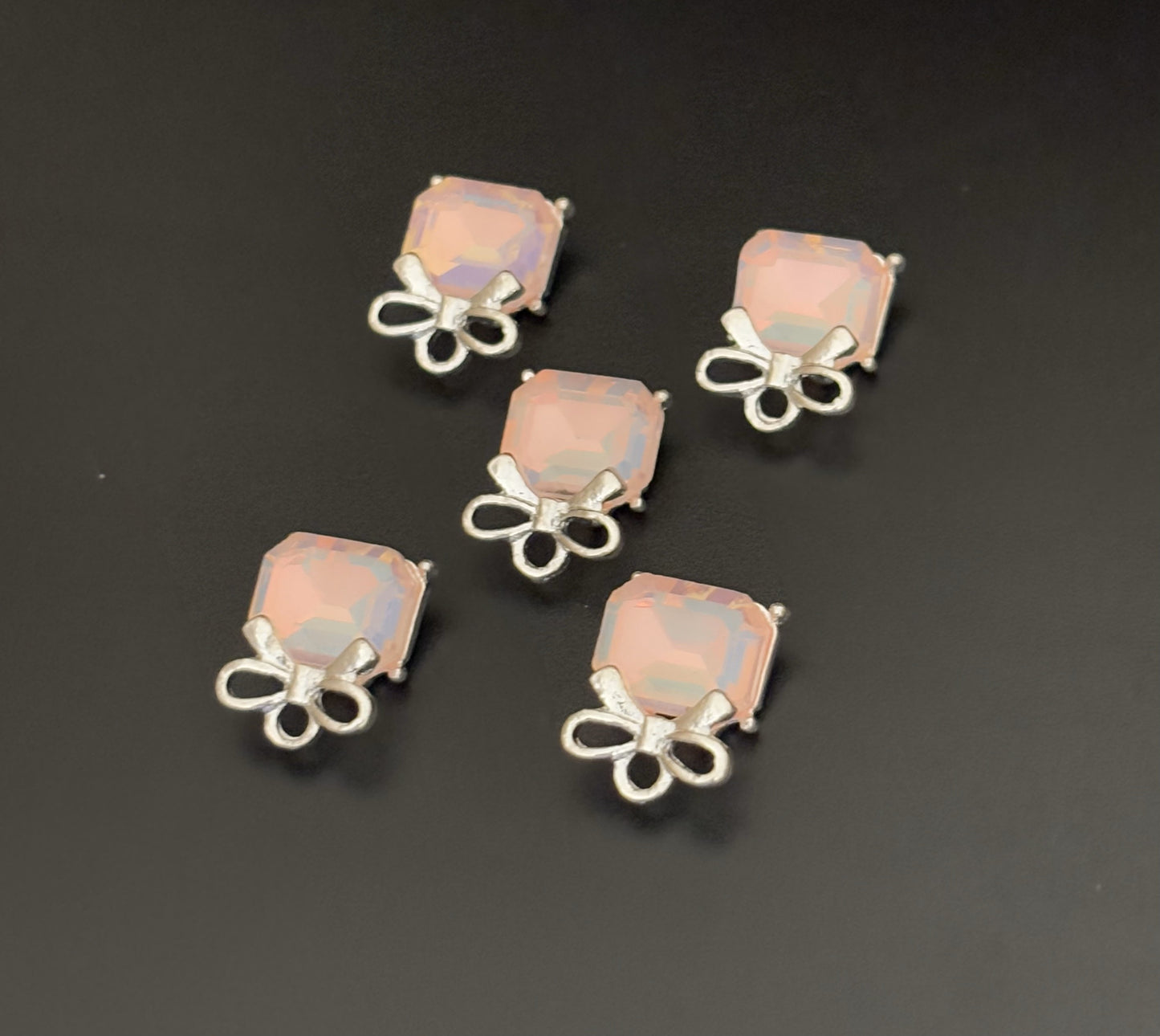 Two Pieces Orange Gem Bow Charms