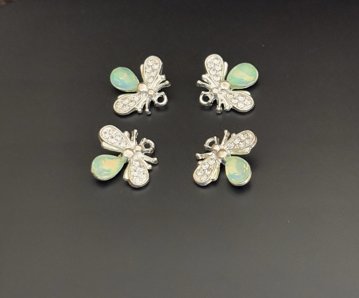 Two Pieces Green Crystal Bee Charms