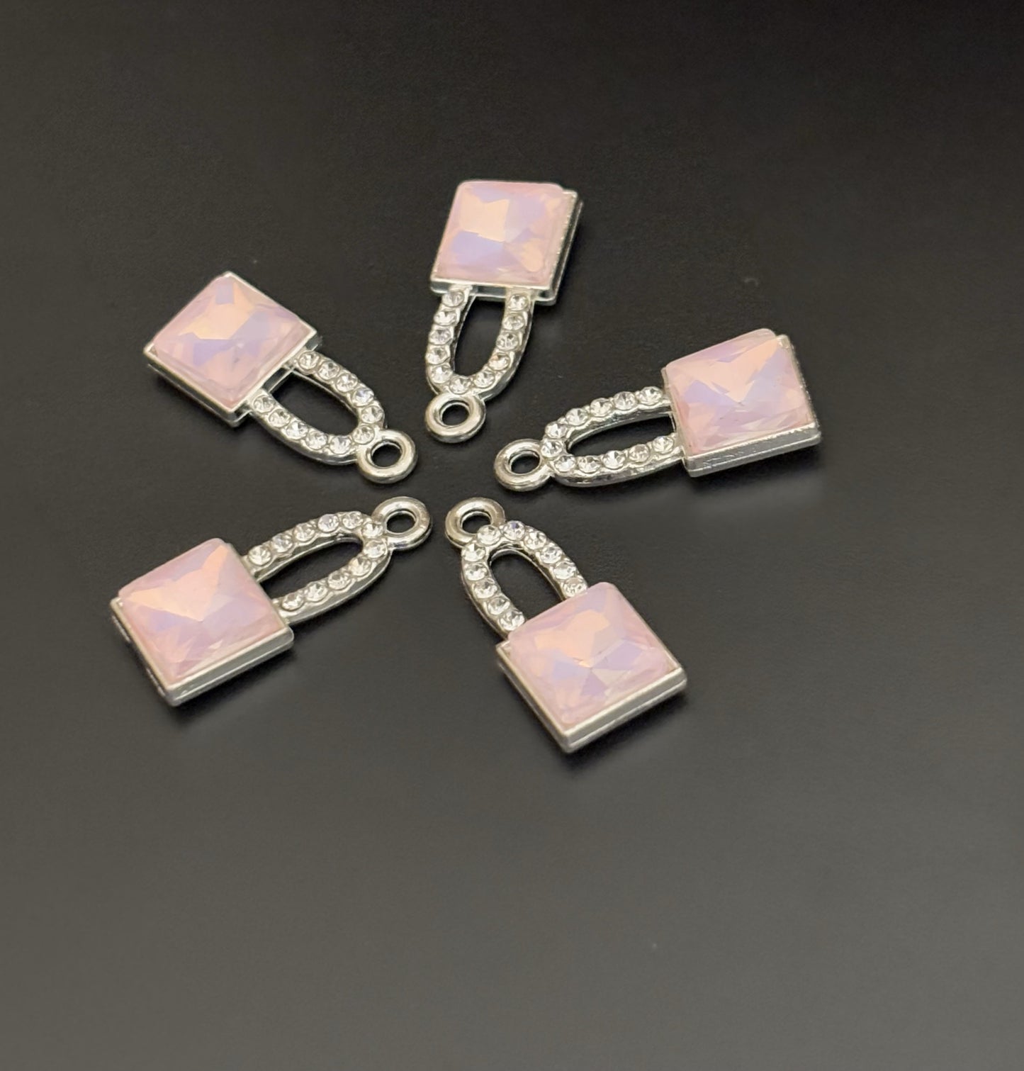 Two Pieces Iridescent Pink Lock Charms