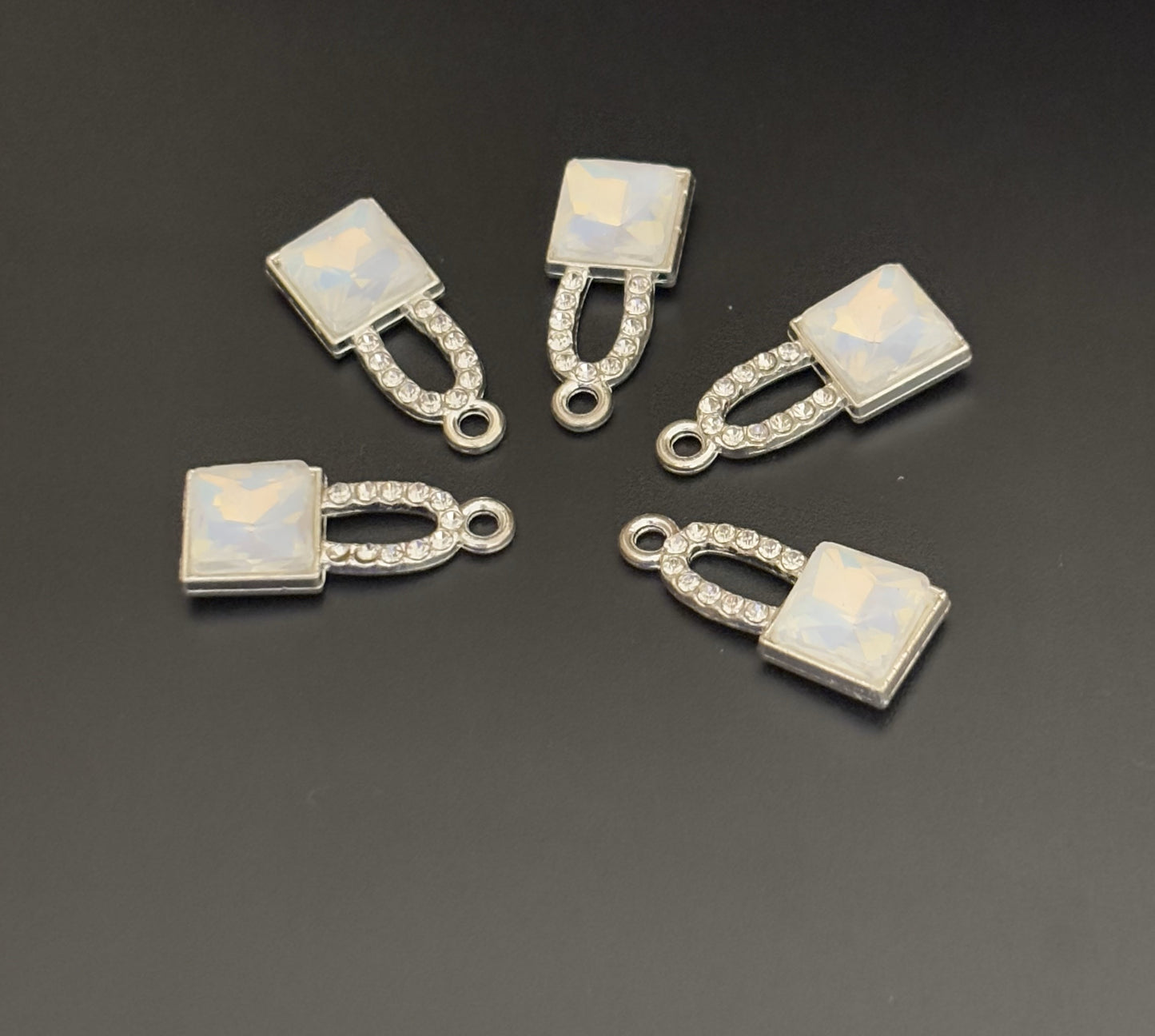 Two Pieces Iridescent Lock Charms