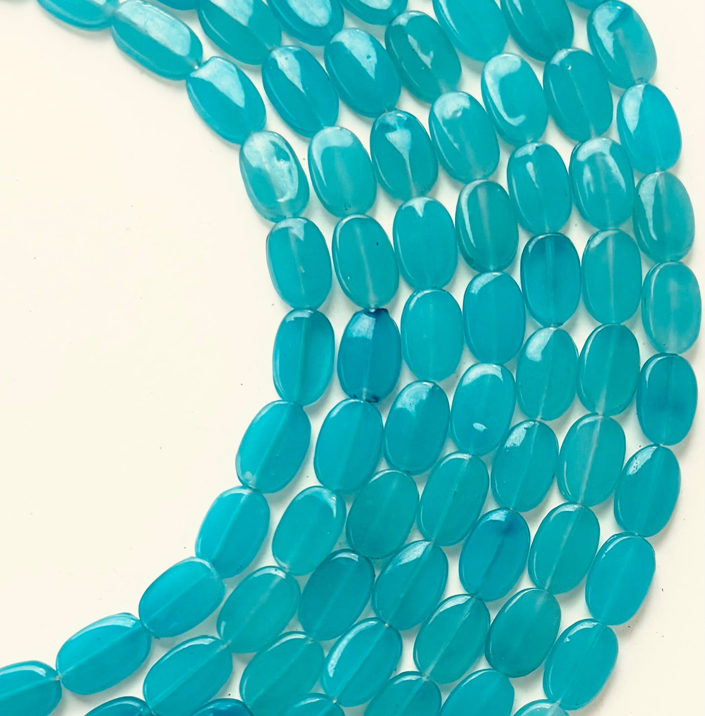 Teal Oval Flat Beads for Jewelry Making