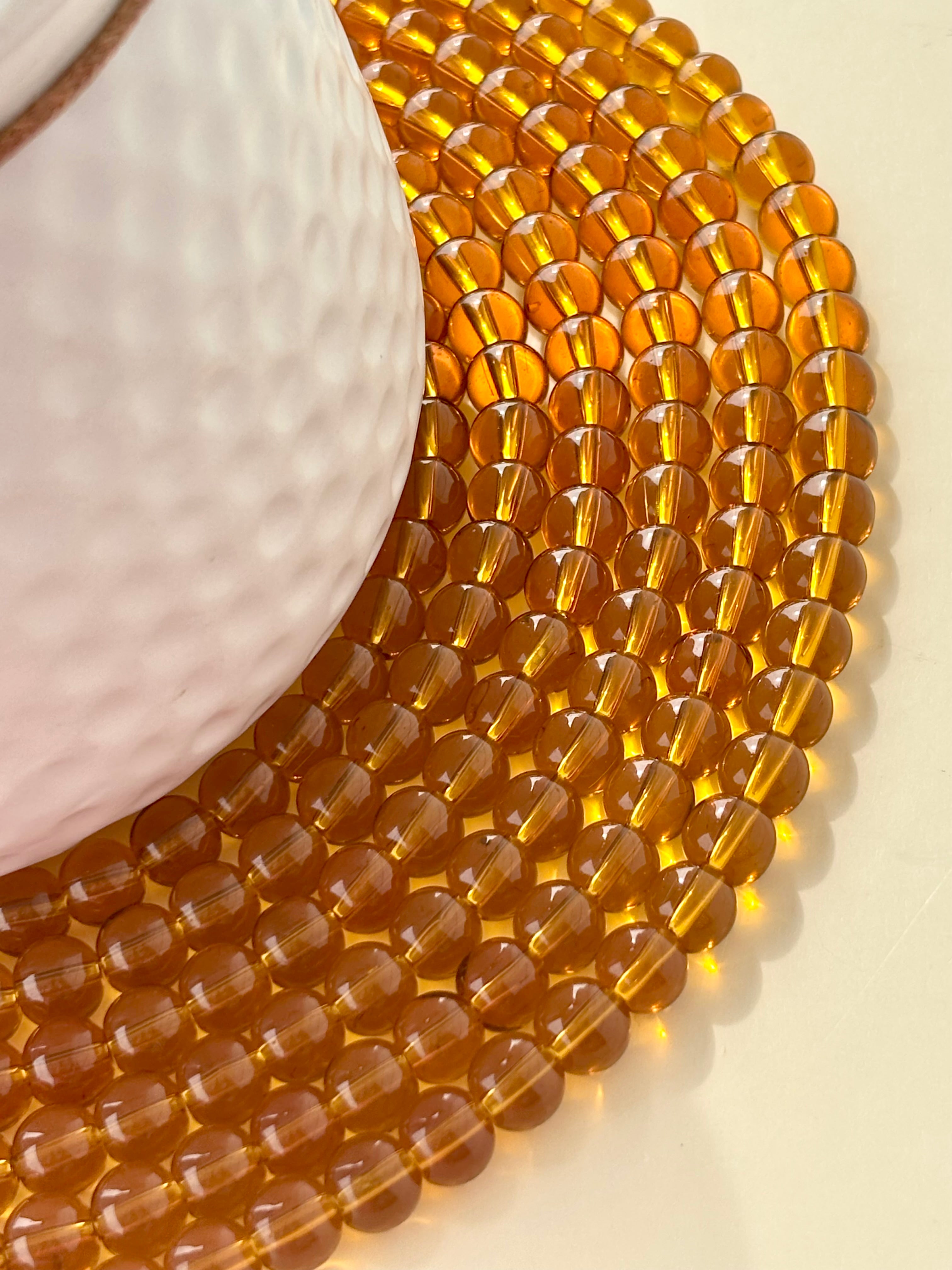 Amber Brown 10MM Glass Beads