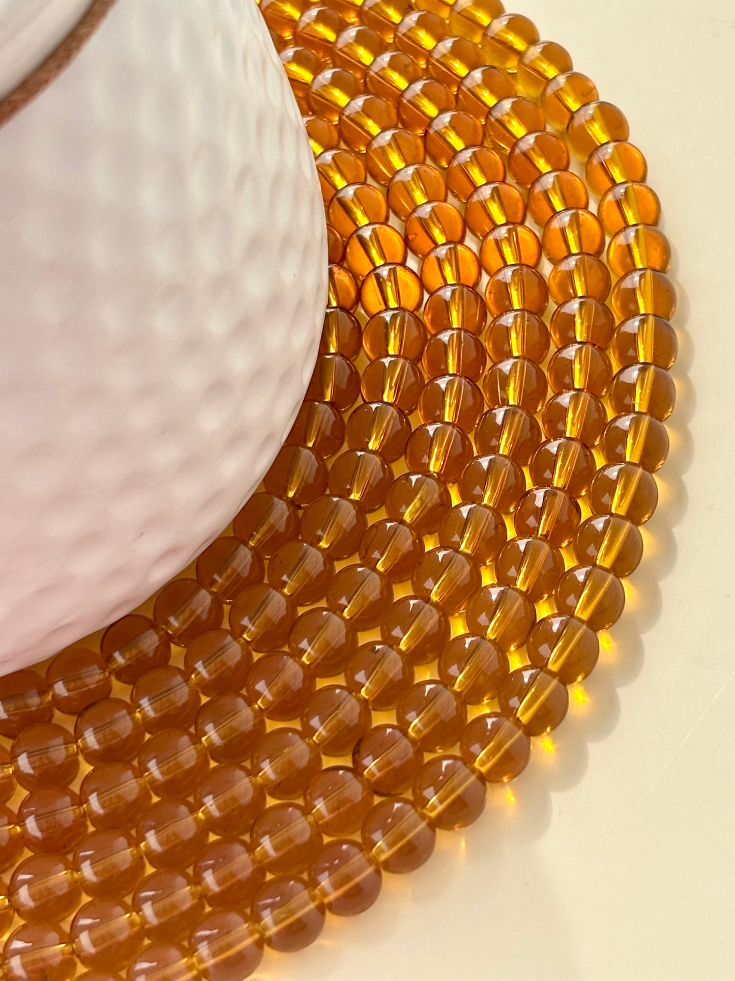 Amber Brown 10MM Glass Beads