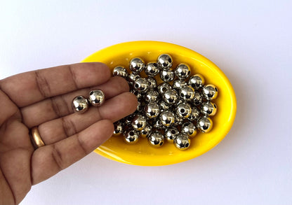 Lightweight Silver Tone CCB Round Beads 10MM