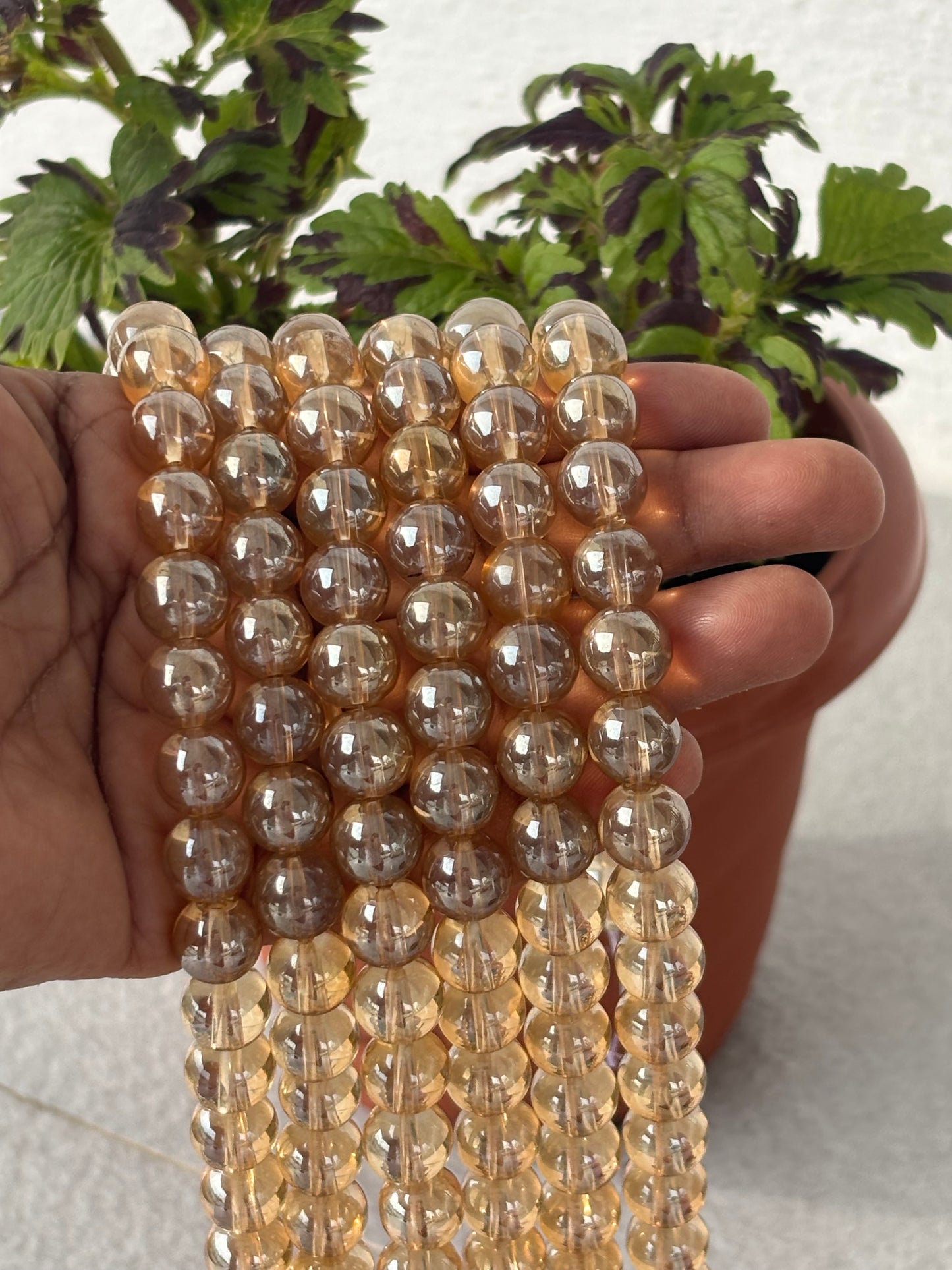 Golden Champagne 10MM Glass Beads
