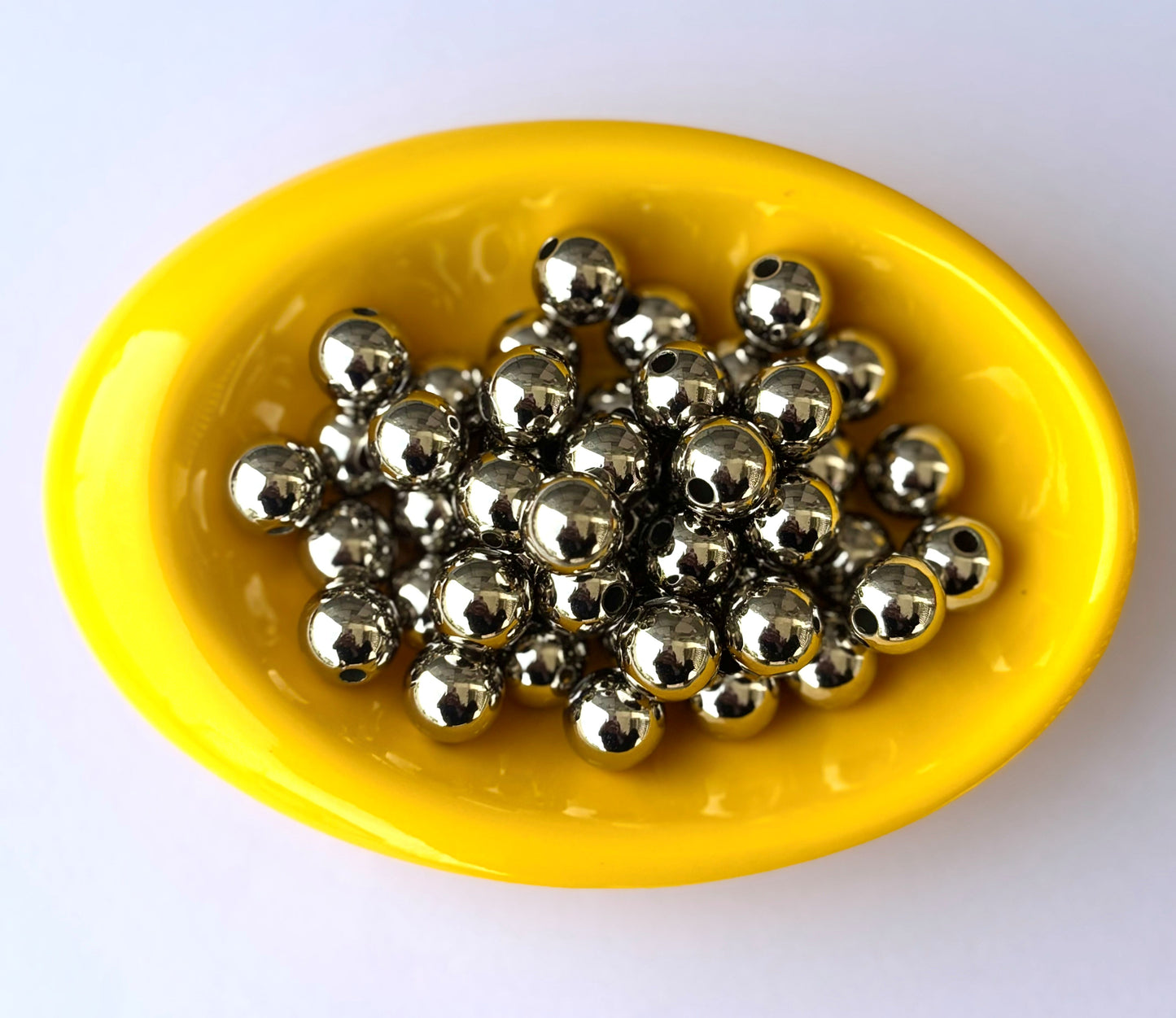 Lightweight Silver Tone CCB Round Beads 10MM