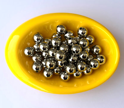 Lightweight Silver Tone CCB Round Beads 10MM