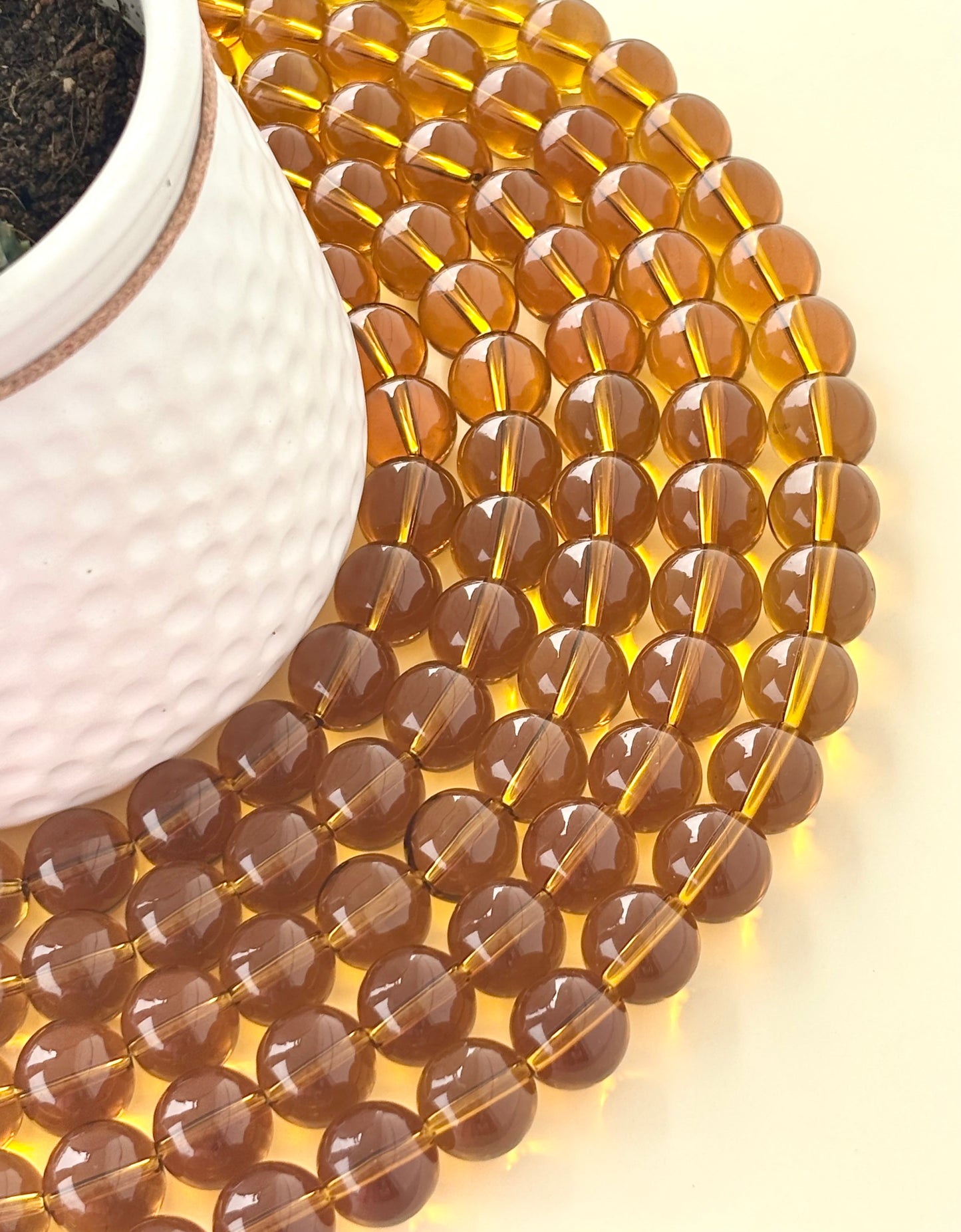 Amber Brown 14MM Glass Beads