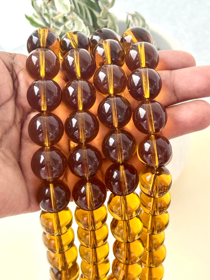 Amber Brown 14MM Glass Beads