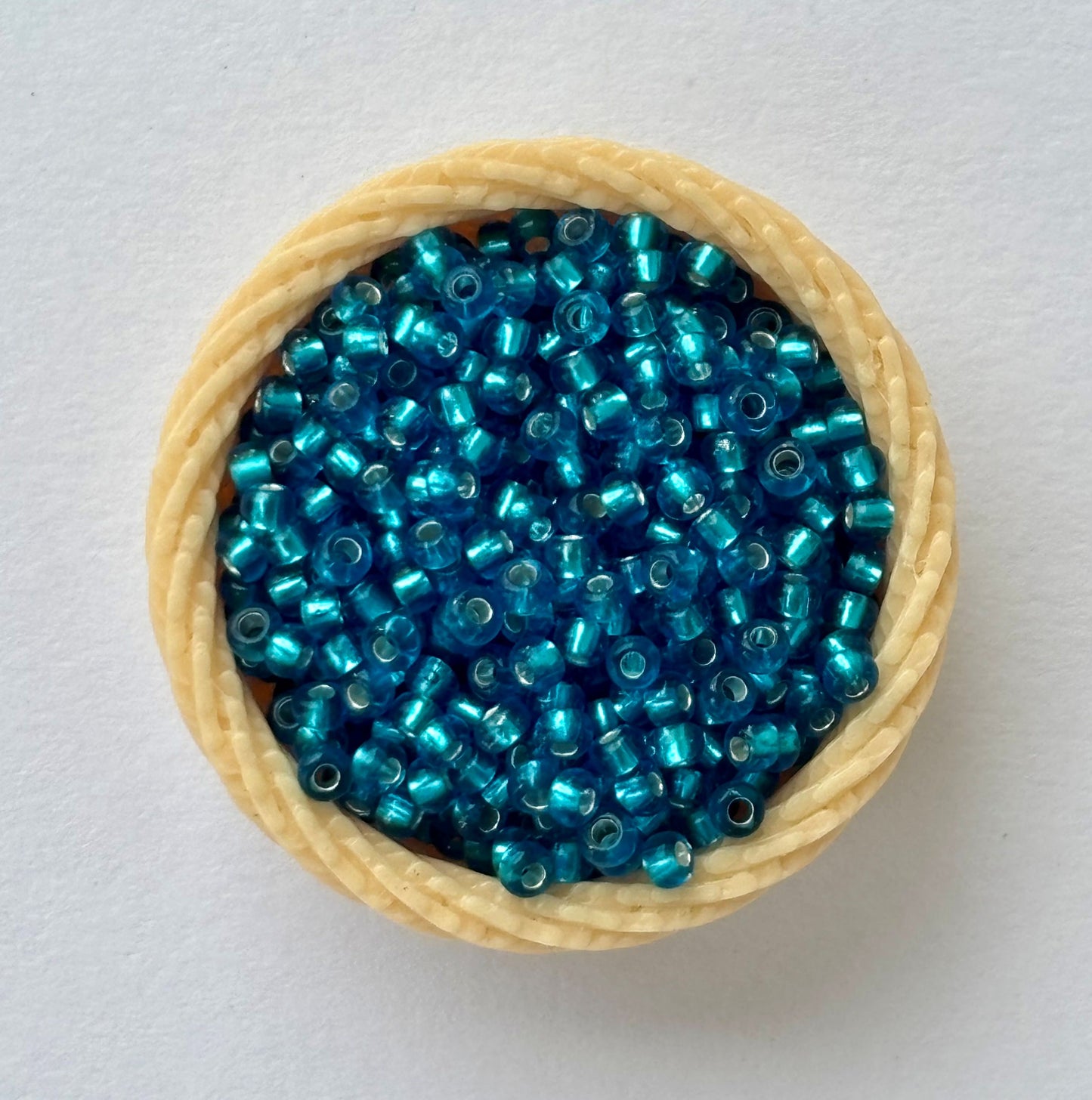 Teal Preciosa Seed Beads with Silver Lining
