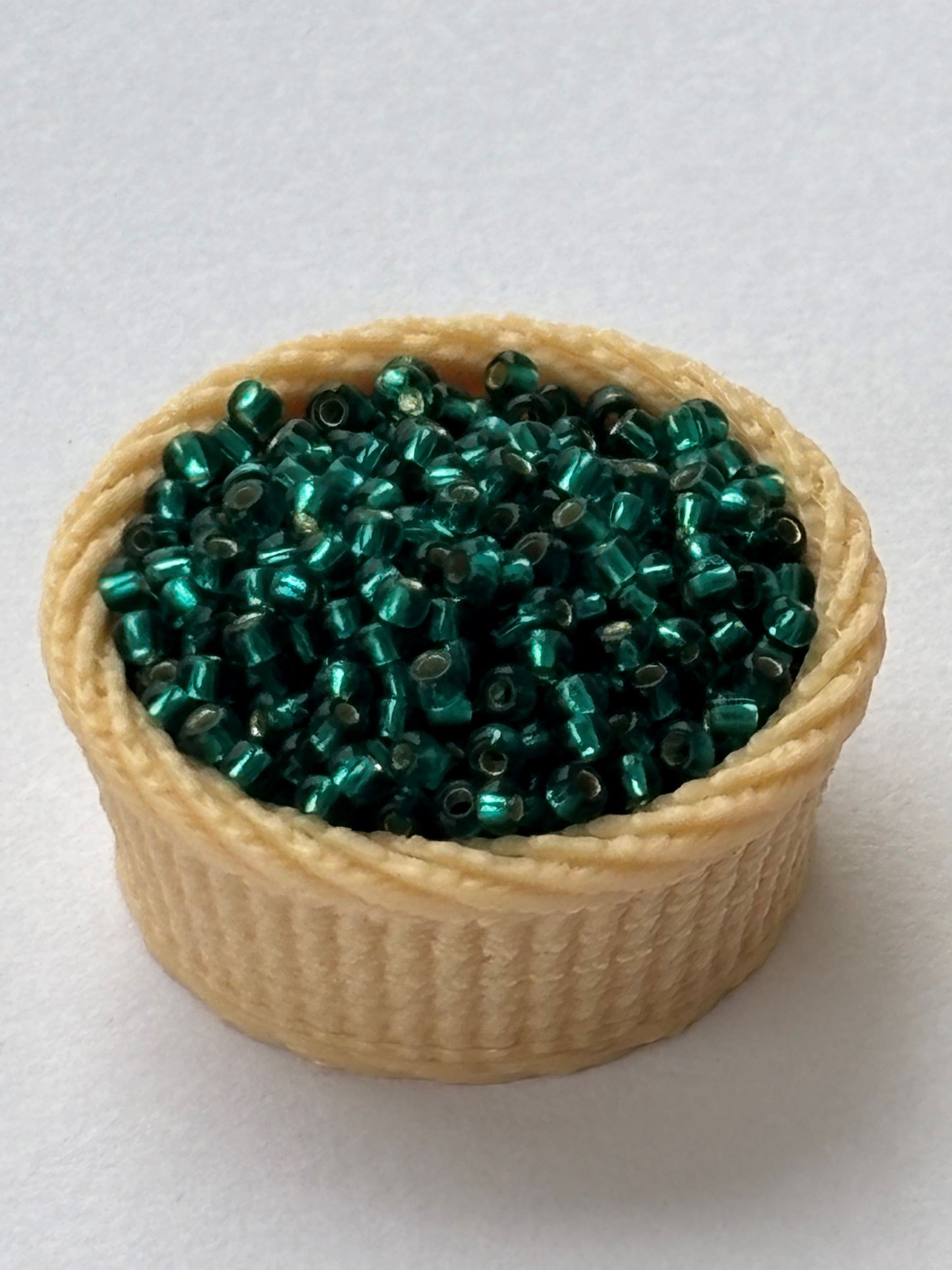 Emerald Green Preciosa Seed Beads with Silver Lining