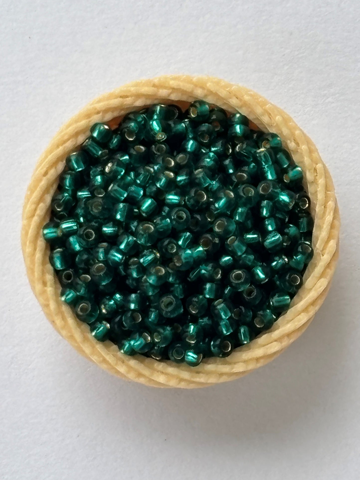 Emerald Green Preciosa Seed Beads with Silver Lining