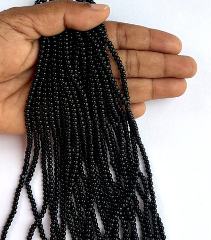 High Shine Monalisa Black Round Beads 3MM