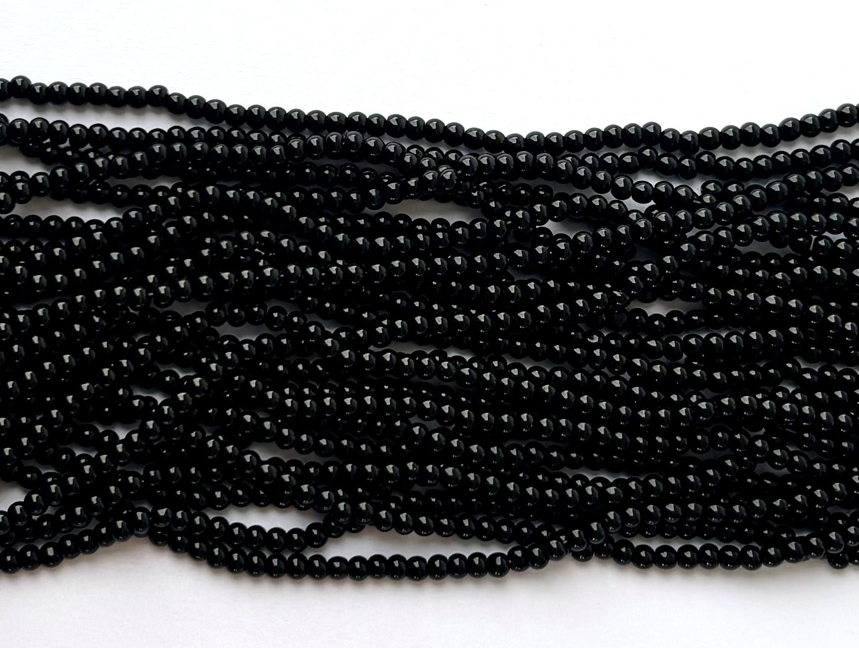 High Shine Monalisa Black Round Beads 3MM