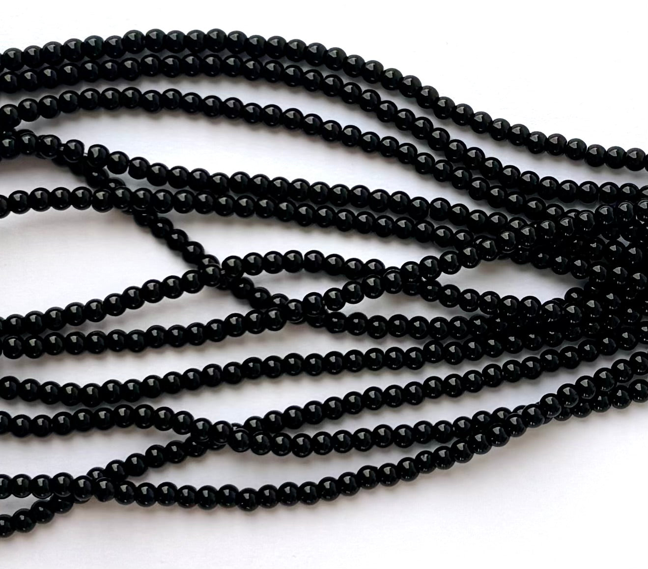 High Shine Monalisa Black Round Beads 4MM