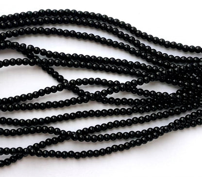 High Shine Monalisa Black Round Beads 4MM