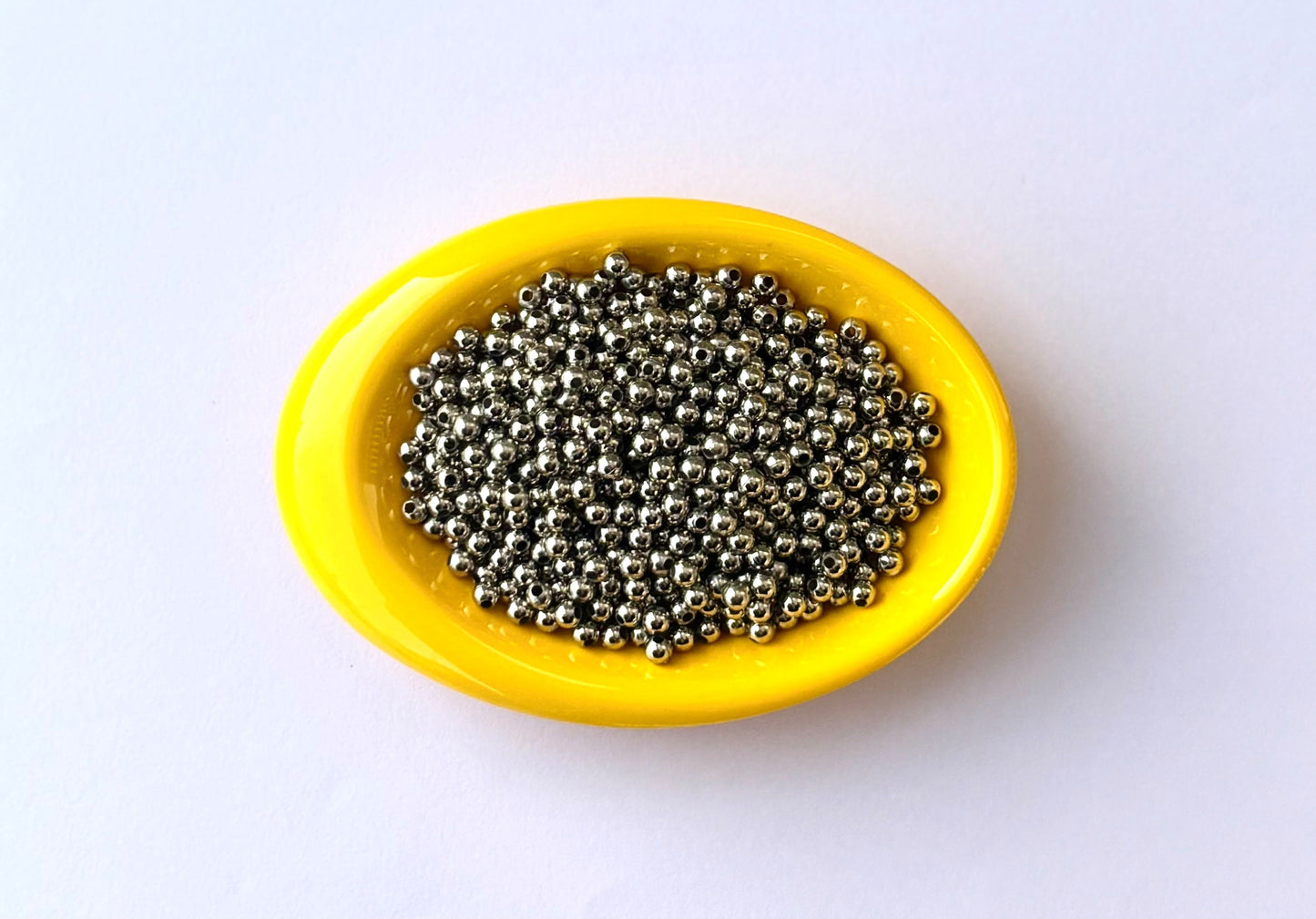 Lightweight Silver Tone CCB Round Beads 4MM