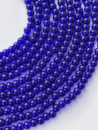 Deep Blue 4MM Glass Beads