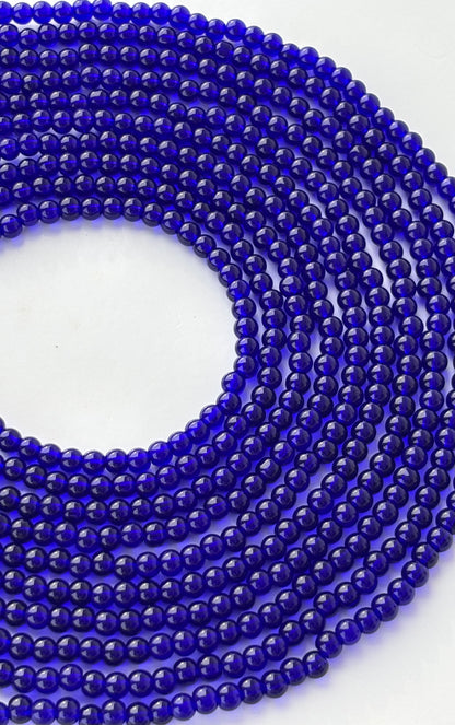 Deep Blue 4MM Glass Beads