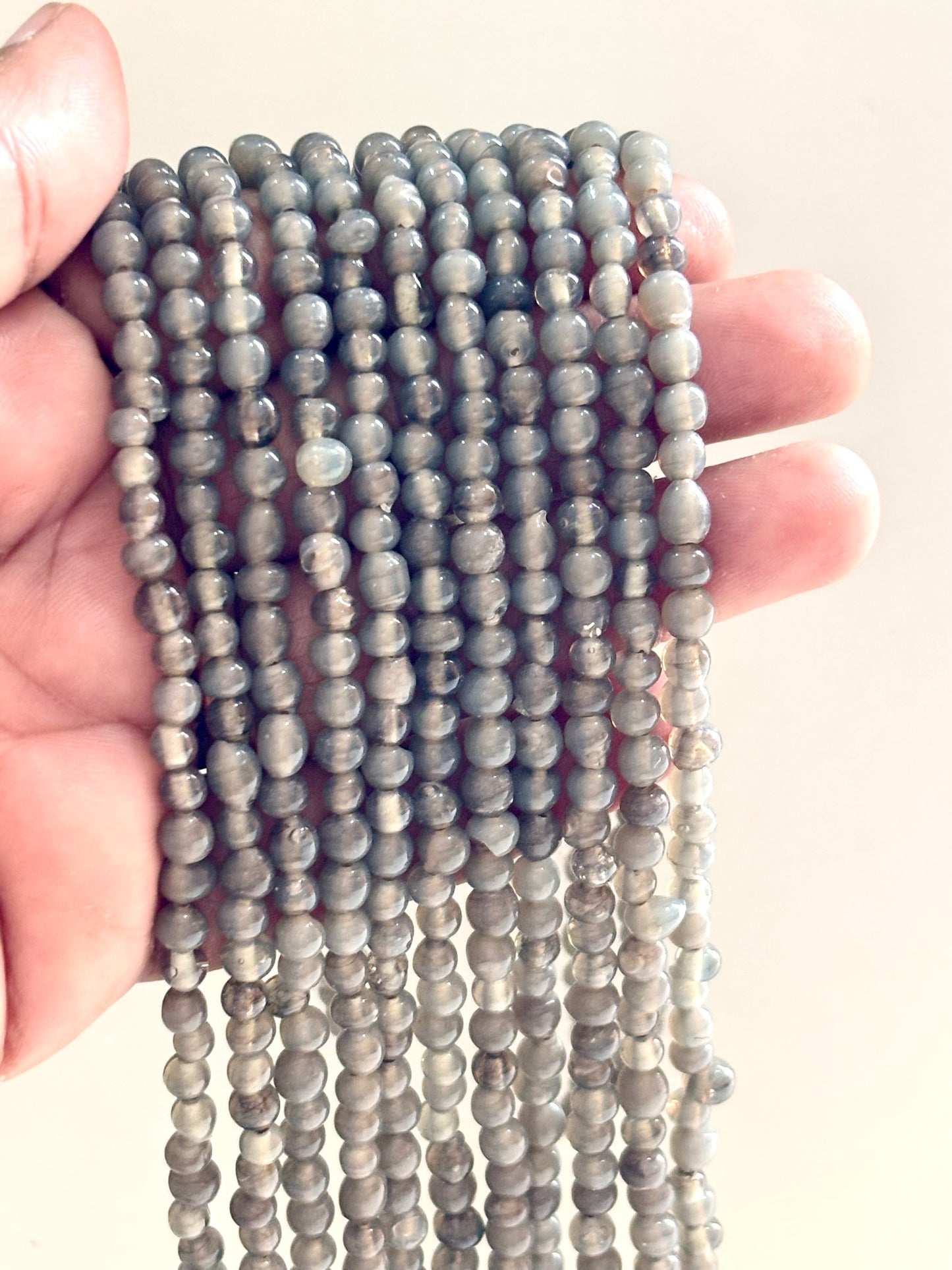 Uneven Grey Glass Beads 4MM