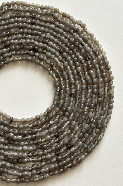 Uneven Grey Glass Beads 4MM