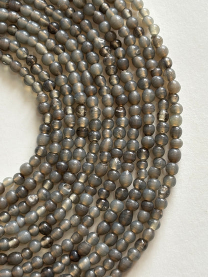 Uneven Grey Glass Beads 4MM