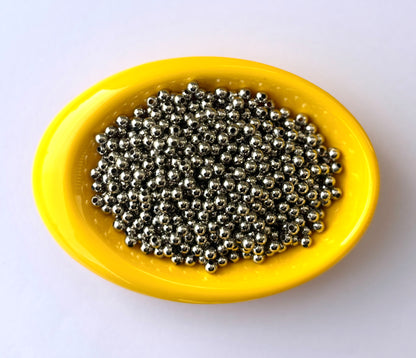 Lightweight Silver Tone CCB Round Beads 4MM