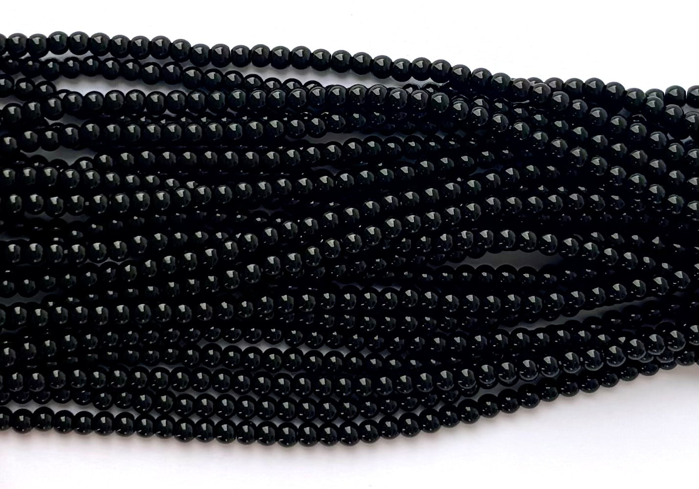High Shine Monalisa Black Round Beads 4MM