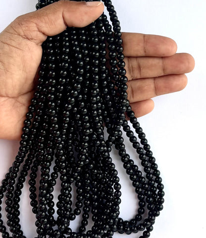 High Shine Monalisa Black Round Beads 5MM