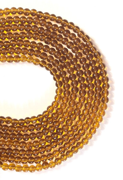 Amber Brown 6MM Glass Beads