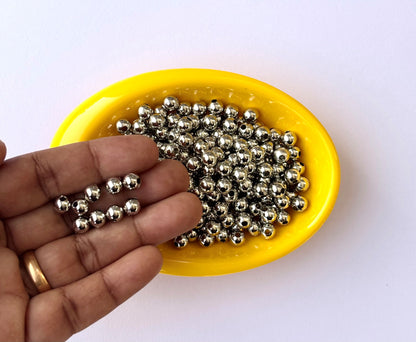 Lightweight Silver Tone CCB Round Beads 6MM