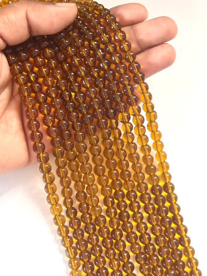 Amber Brown 6MM Glass Beads