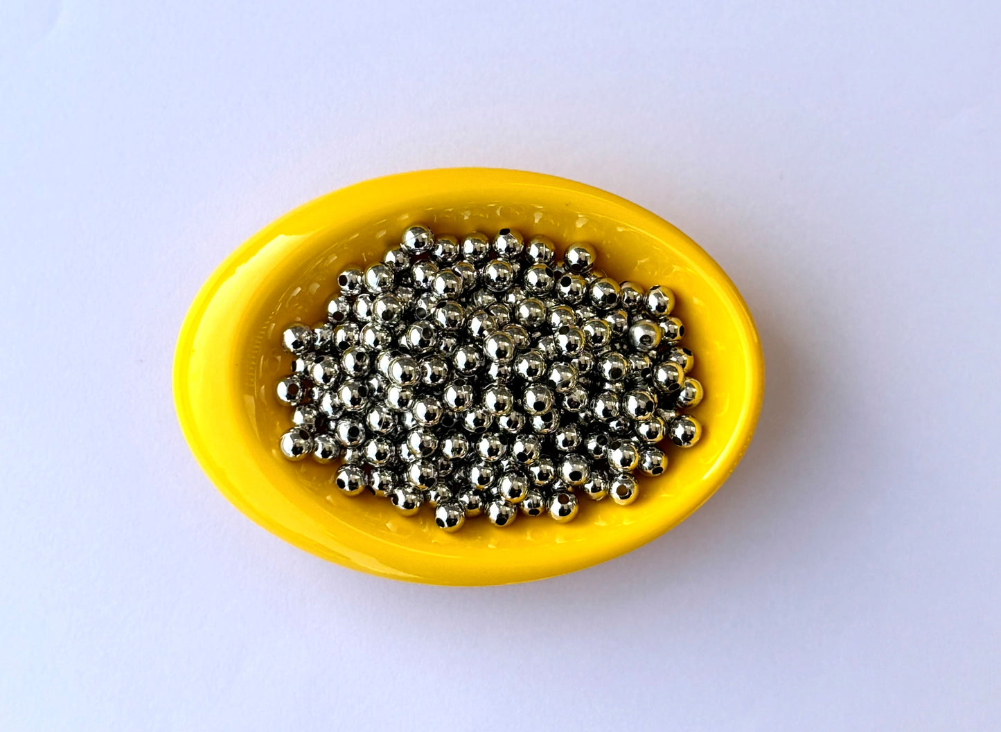 Lightweight Silver Tone CCB Round Beads 6MM