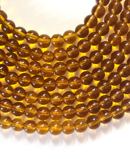 Amber Brown 6MM Glass Beads
