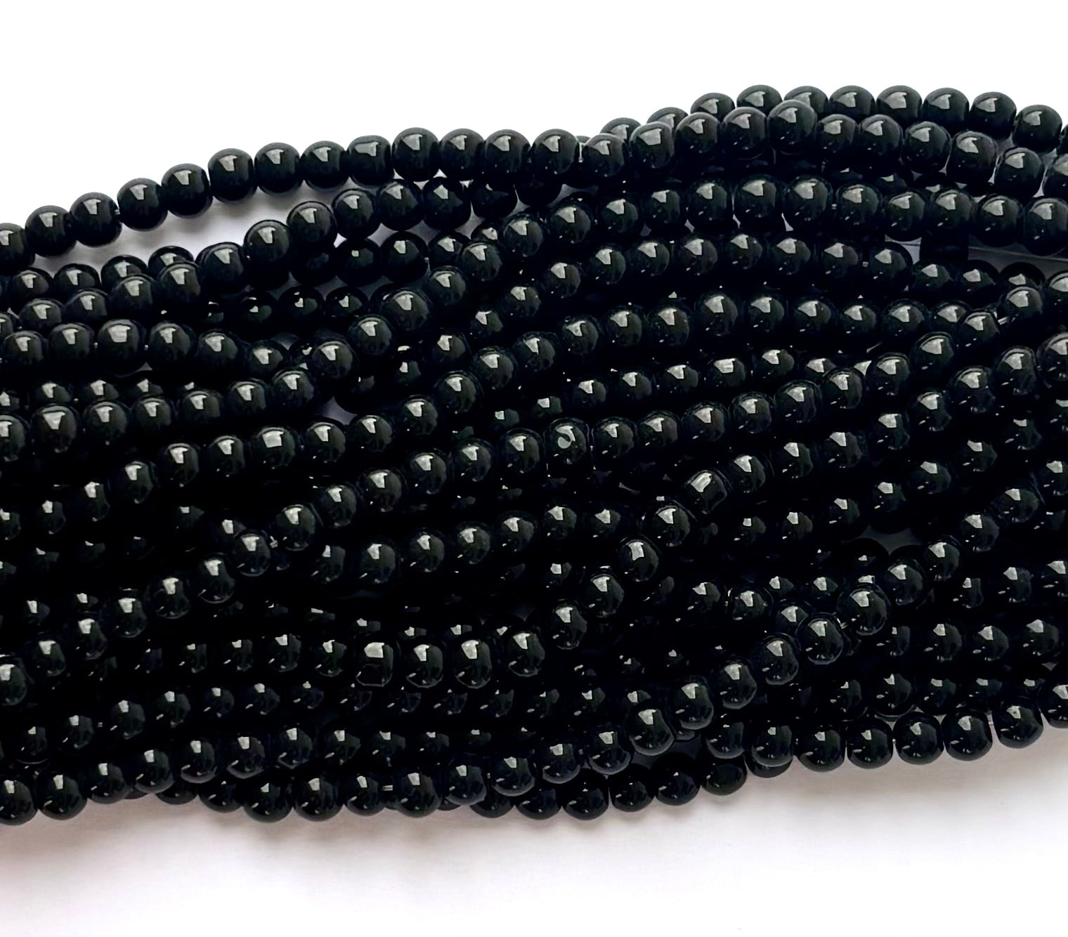 High Shine Monalisa Black Round Beads 6MM