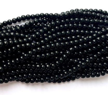 High Shine Monalisa Black Round Beads 6MM
