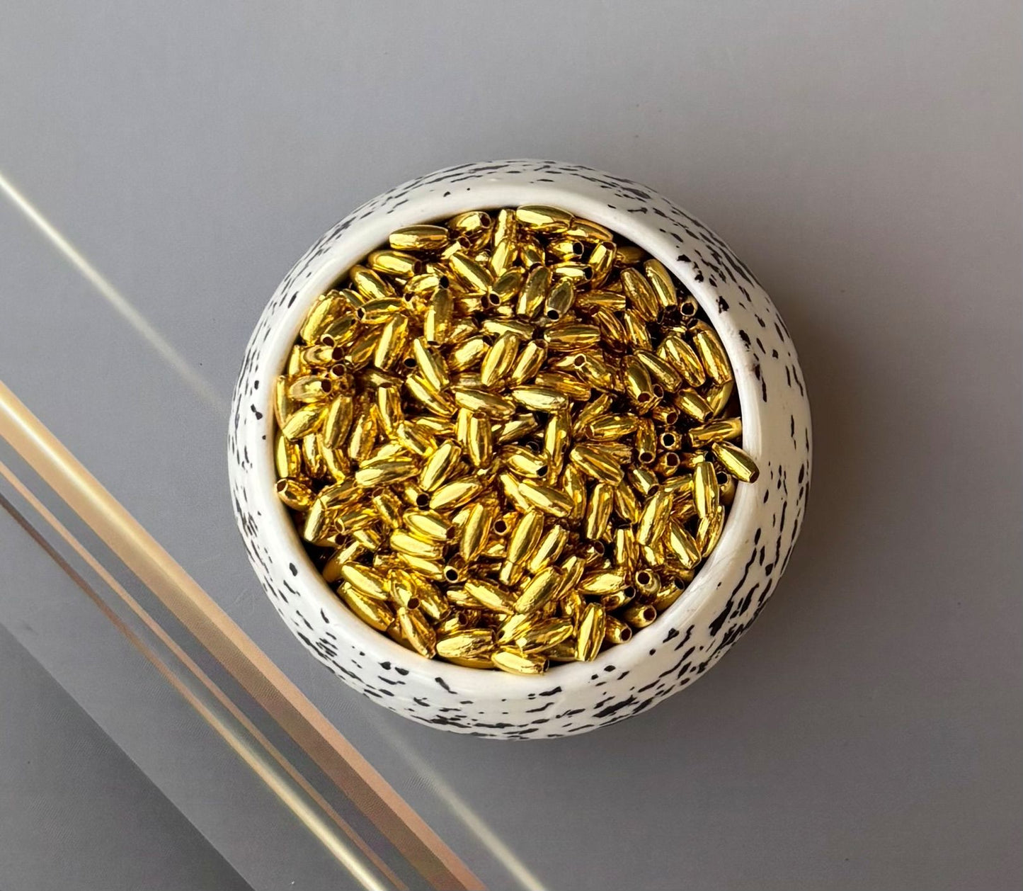 Golden CCB Rice Beads 6x2MM