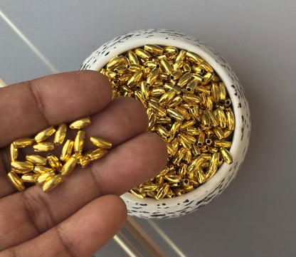 Golden CCB Rice Beads 6x2MM