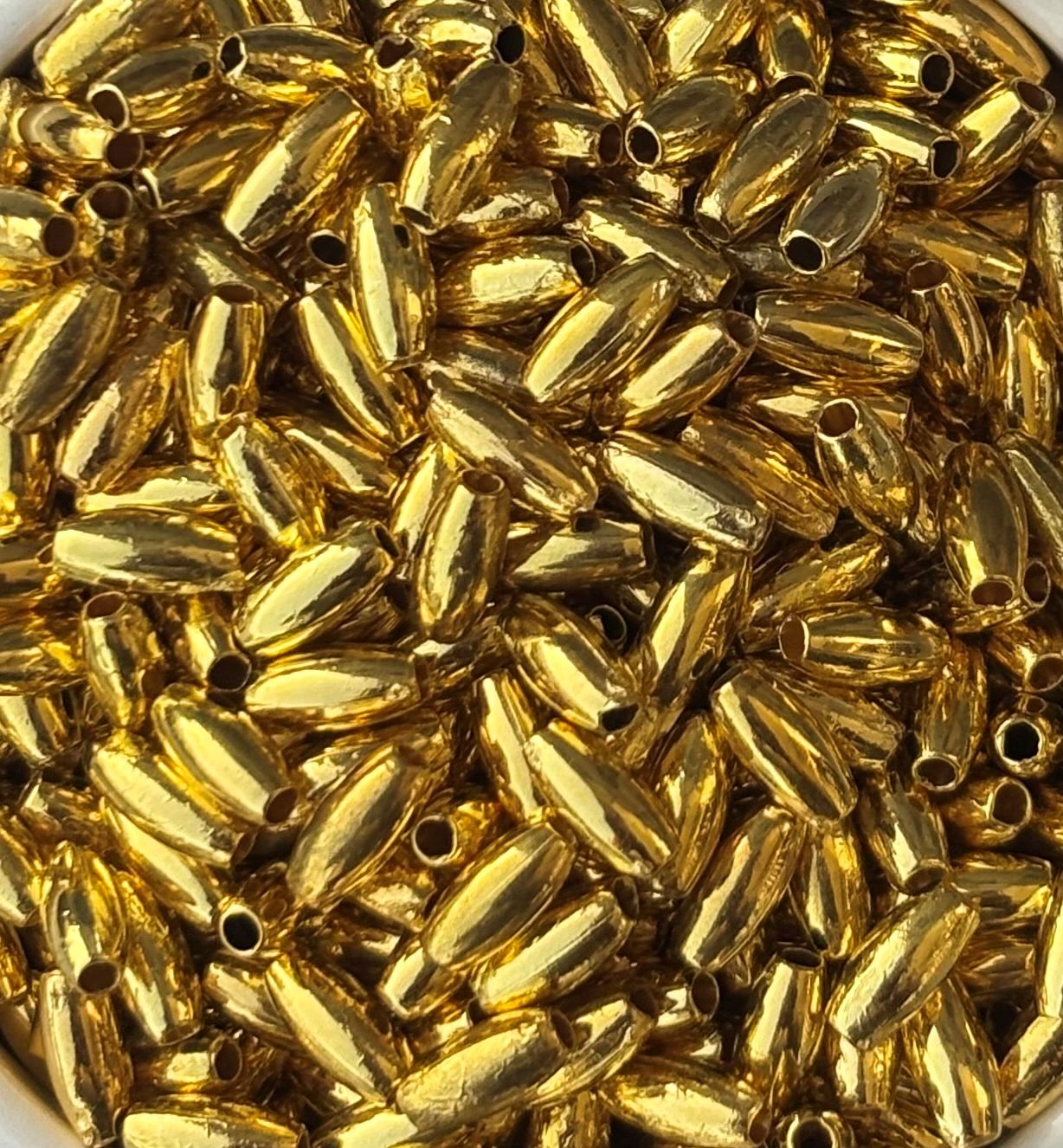 Golden CCB Rice Beads 6x2MM