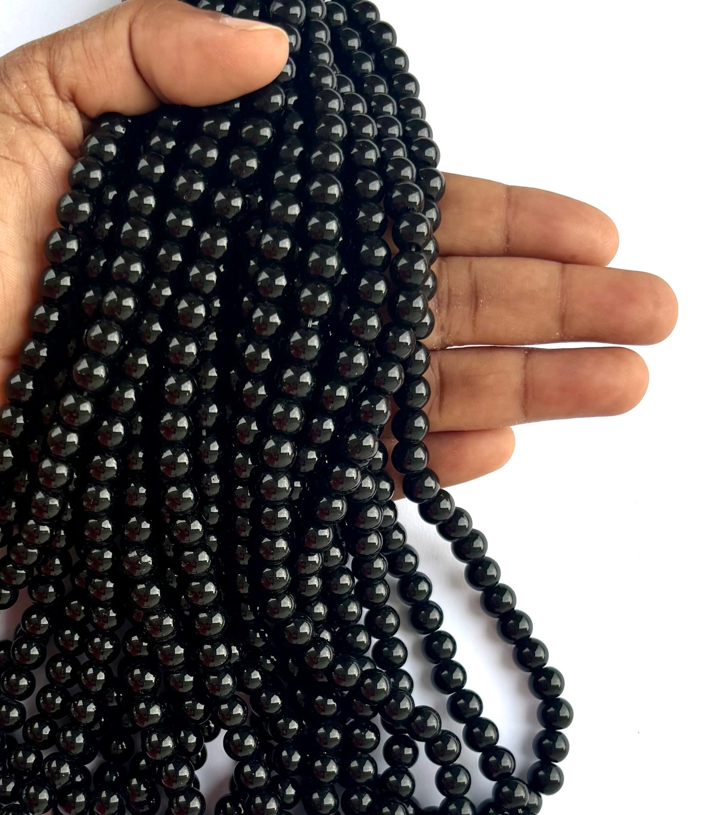 High Shine Monalisa Black Round Beads 7MM