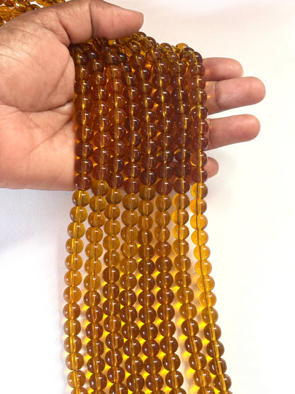 Amber Brown 7MM Glass Beads