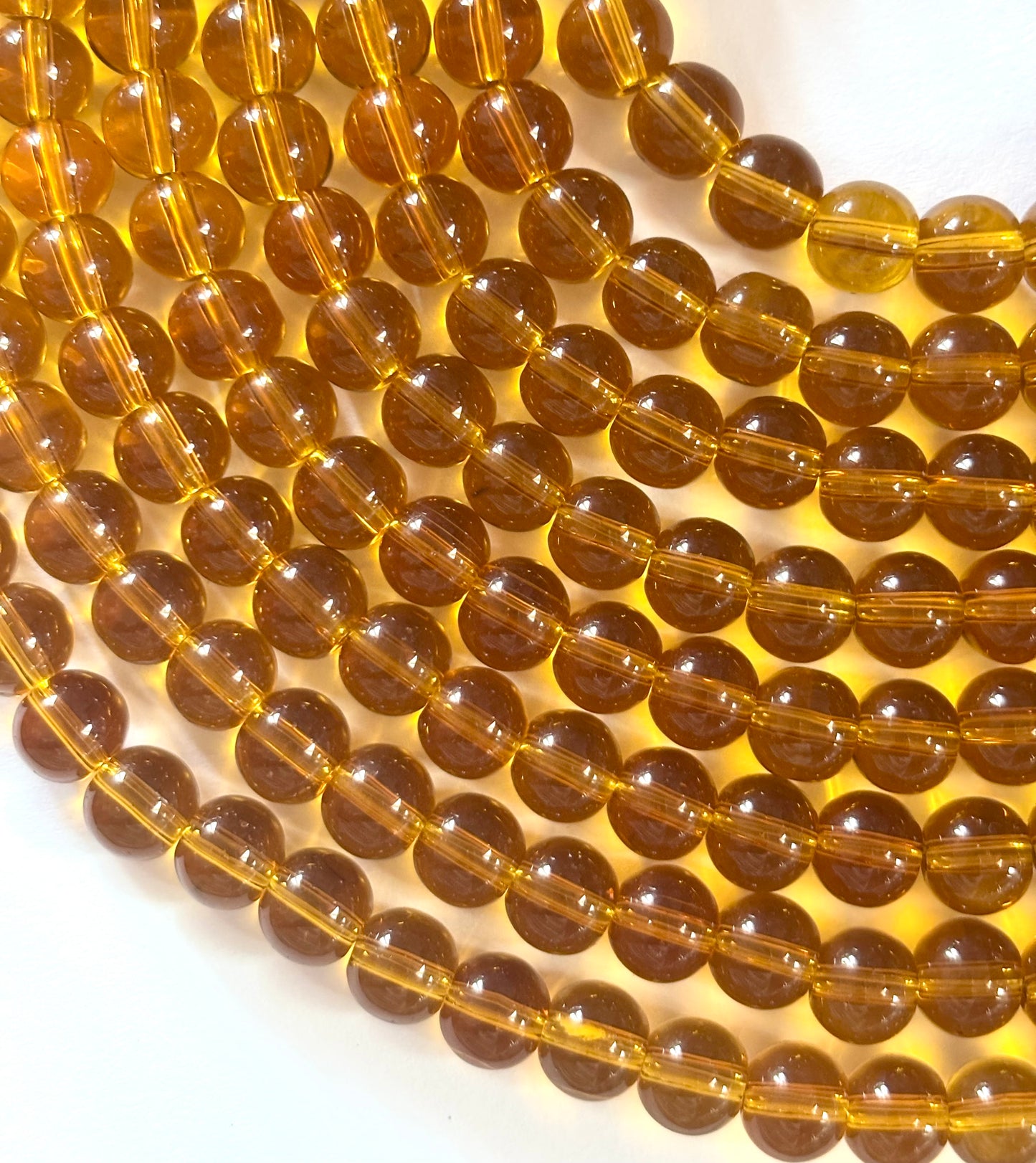 Amber Brown 7MM Glass Beads