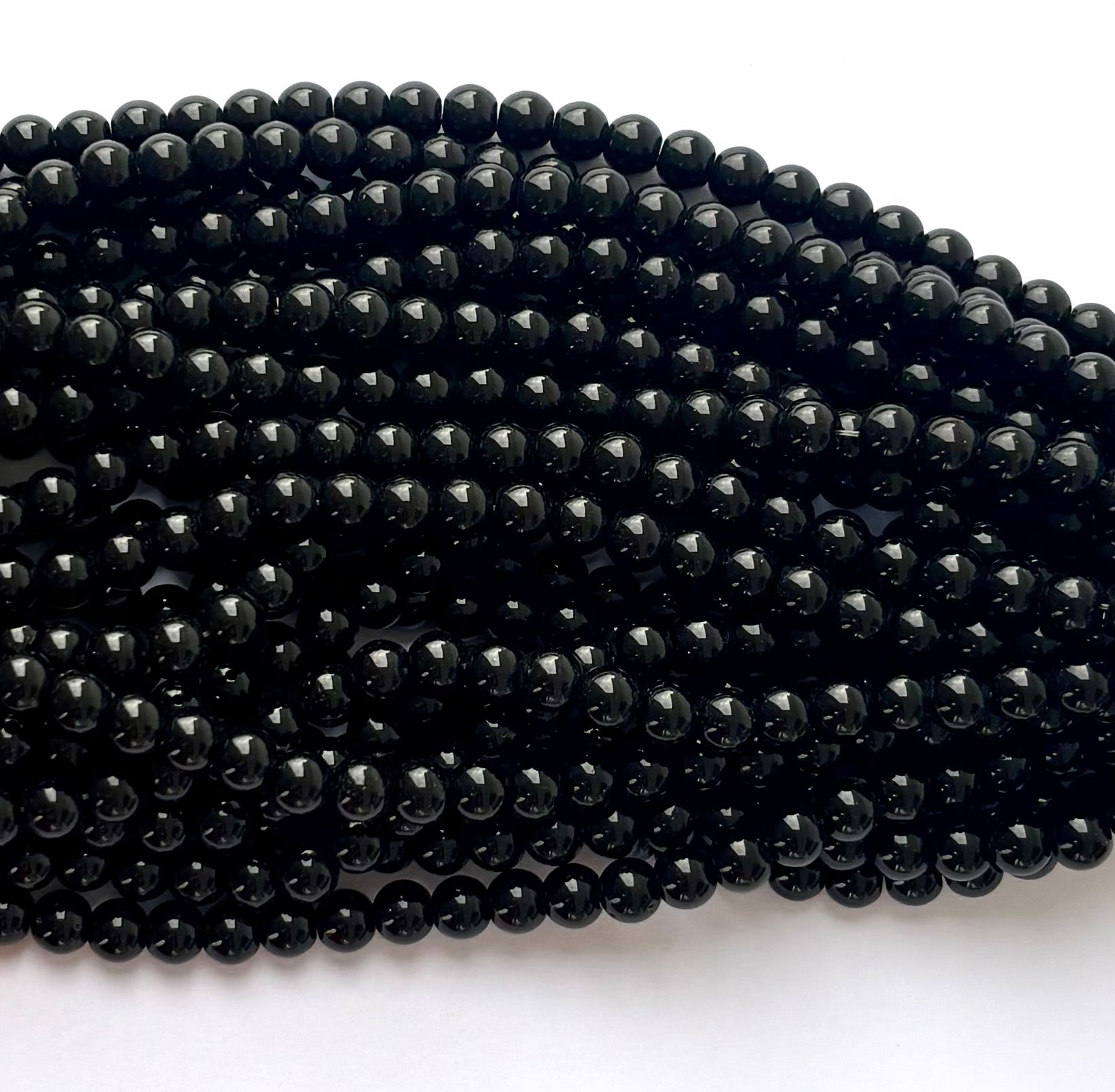 High Shine Monalisa Black Round Beads 7MM