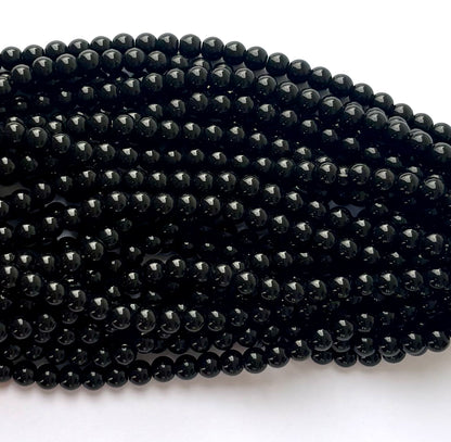 High Shine Monalisa Black Round Beads 7MM