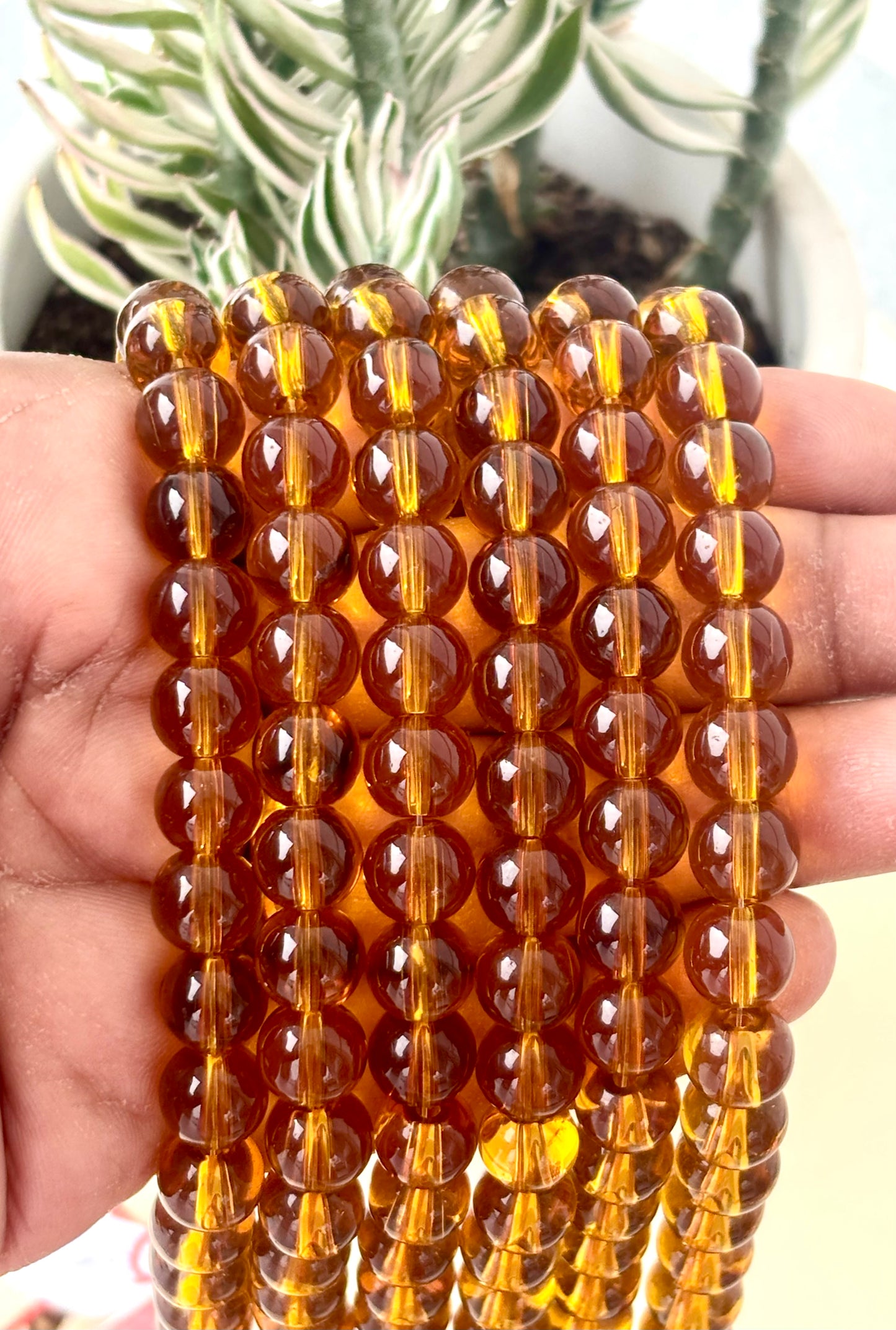 Amber Brown 8MM Glass Beads