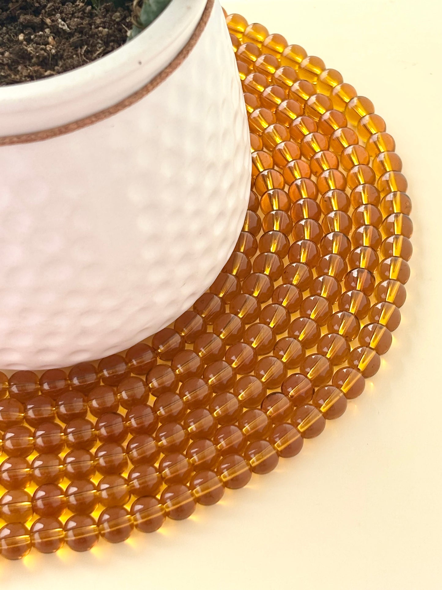 Amber Brown 8MM Glass Beads