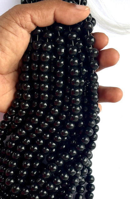 High Shine Monalisa Black Round Beads 8MM