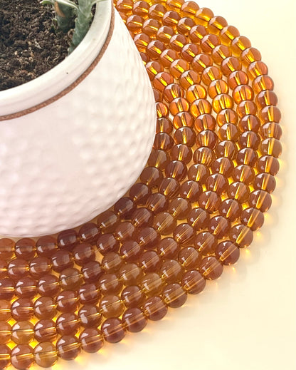 Amber Brown 8MM Glass Beads