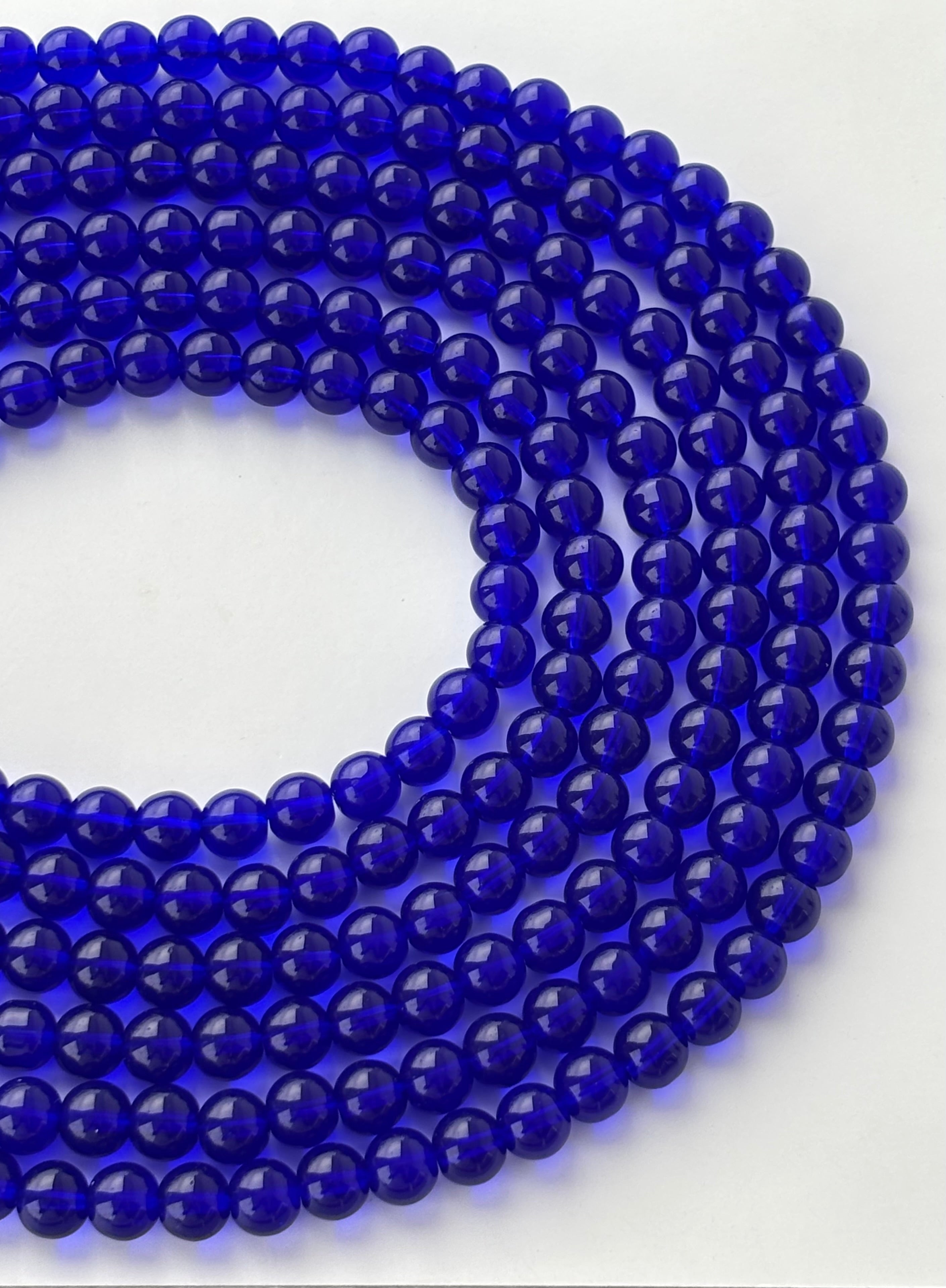 Deep Blue 8MM Glass Beads