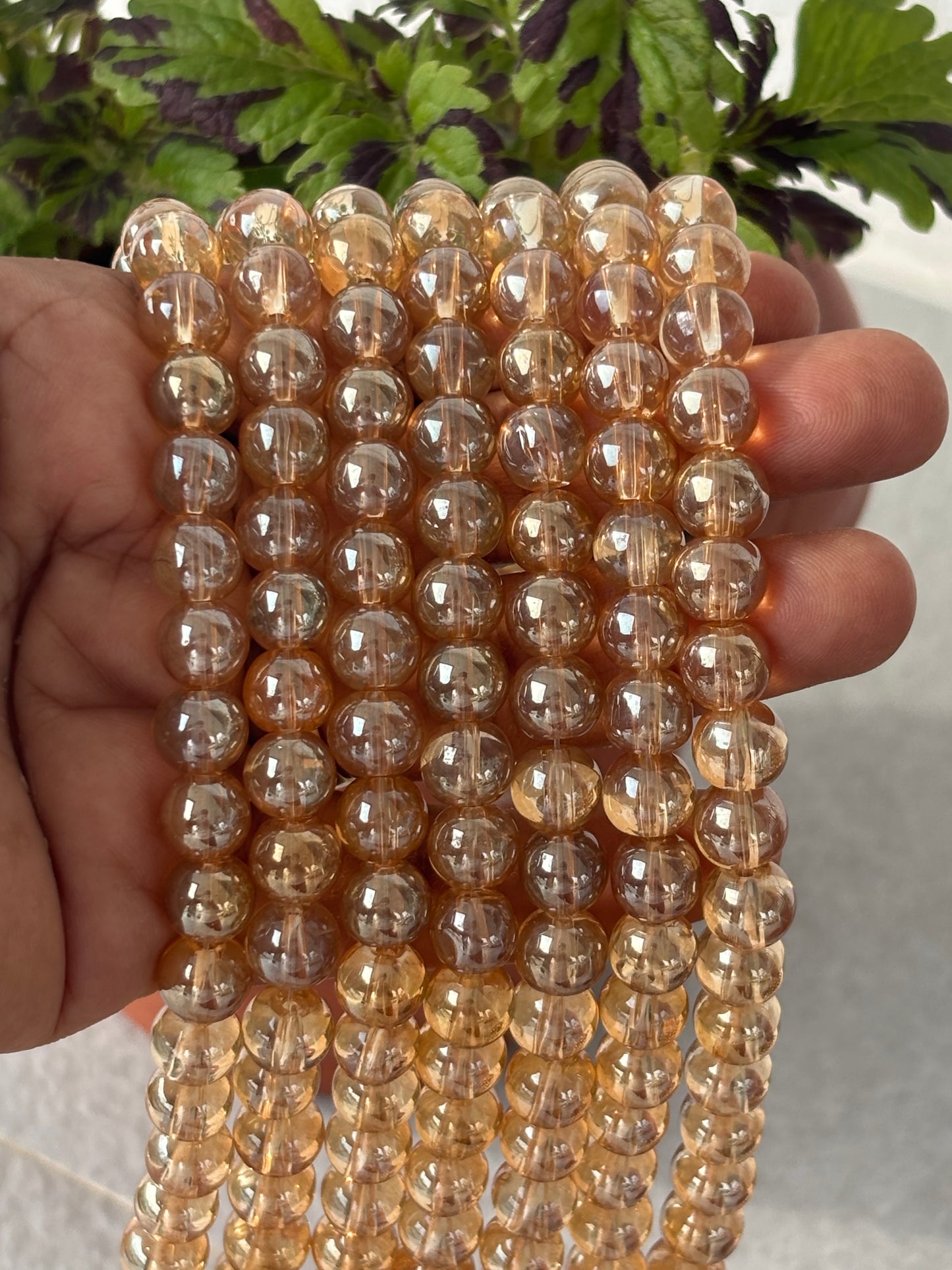 Golden Champagne 8MM Glass Beads